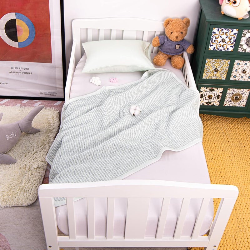 NTBAY Jersey Cotton Quilted Toddler Blanket, Breathable and Warm for Boys and Girls Baby Blanket, 30x40 Inches, Grey Wave - Image 5